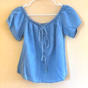 Express Blue Denim Off the Shoulder Top Sz-M